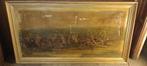 Oude gravure, paardenrace, te restaureren, 116x63, n643, Ophalen
