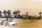 Gekleurde litho van Hebbelinck "Zicht op Lissewege", Ophalen of Verzenden