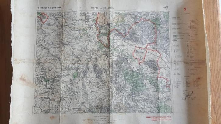 Landkaart Auspitz en Nikolsburg, Boeken, Atlassen en Landkaarten, Zo goed als nieuw, Landkaart, Europa Overig, 1800 tot 2000, Ophalen of Verzenden