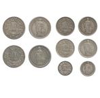 Zwitserland Zilveren Franken Lot – 5 Munten (½, 1, 2 Frank), Postzegels en Munten, Ophalen of Verzenden, Zilver