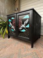 Unieke kast met glas-in-lood en LED verlichting /Vitrinekast, Huis en Inrichting, Ophalen, Glas, 50 tot 100 cm, Zo goed als nieuw