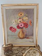 Tableau abstrait décor floral signé, Antiquités & Art, Enlèvement ou Envoi
