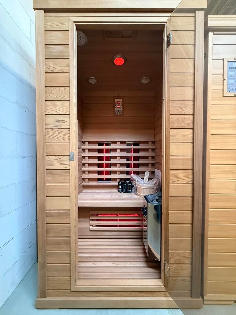 Combi Sauna (Infrarood + Fins) - GRATIS BEZORGD + GEMONTEERD, Sports & Fitness, Sauna, Enlèvement ou Envoi, Comme neuf, Finlandais ou Traditionnel
