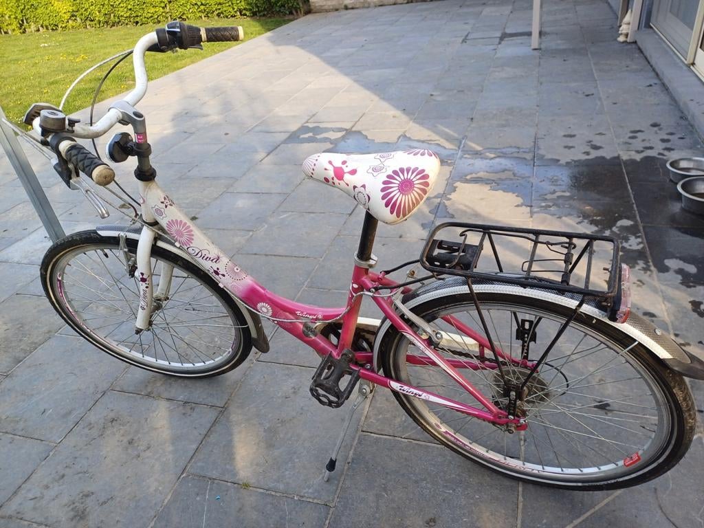 Beau vélo pour fille avec engrenages et porte-bagages, Vélos & Vélomoteurs, Enlèvement, Utilisé, Shimano, Vitesses