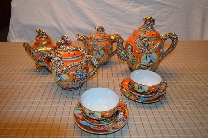 Japans Satsuma theeservies, Antiek en Kunst, Antiek | Servies compleet, Ophalen
