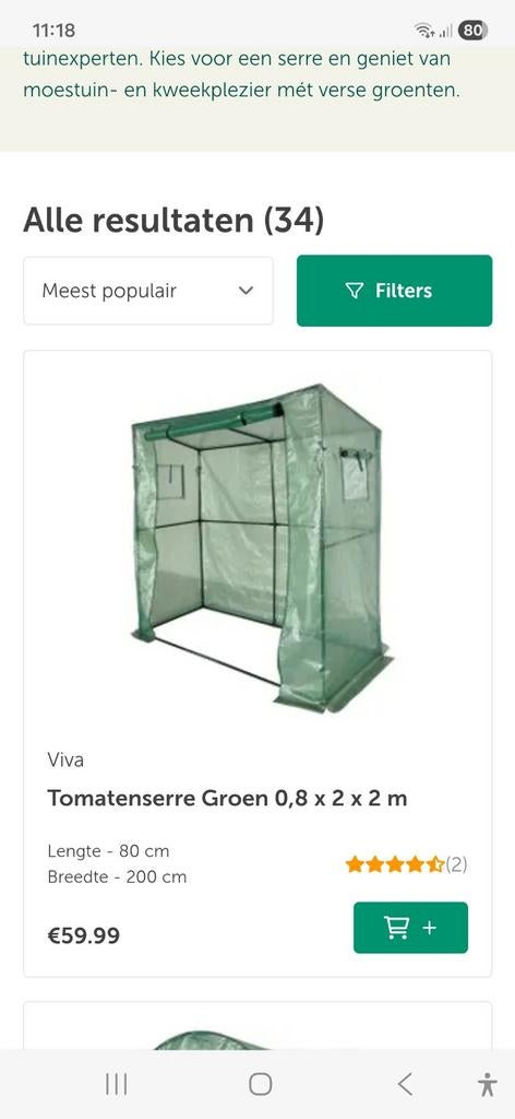 Aveve tomatenserre, 1 seizoen gebruikt maar te klein, Ophalen