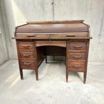 Vintage houten Amerikaanse bureau met rollluik, Ophalen