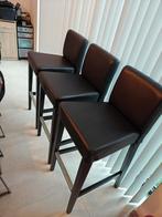 Fauteuils de bar en cuir noir, Maison & Meubles, Enlèvement, Utilisé, Bois, 60 à 90 cm