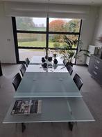 Table en verre et 6 chaises en cuir, Enlèvement, Comme neuf, Contemporain, 4 à 6 chaises