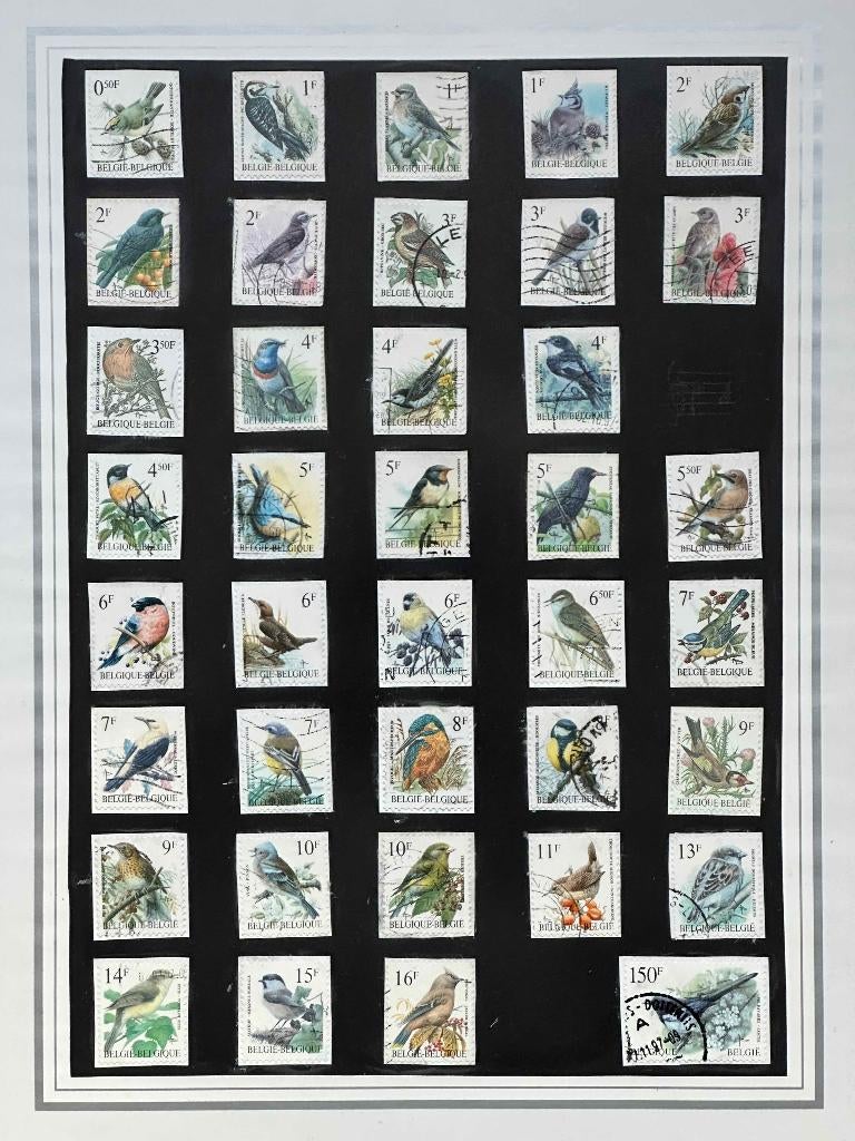 38 BE postzegels 1995-98 "Vogels", Met stempel, Frankeerzegel, Ophalen of Verzenden, Gestempeld