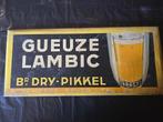 Dry pikkel Gueuze Lambic reclamebordje jaren 30, Verzamelen, Ophalen of Verzenden, Gebruikt, Reclamebord, Plaat of Schild