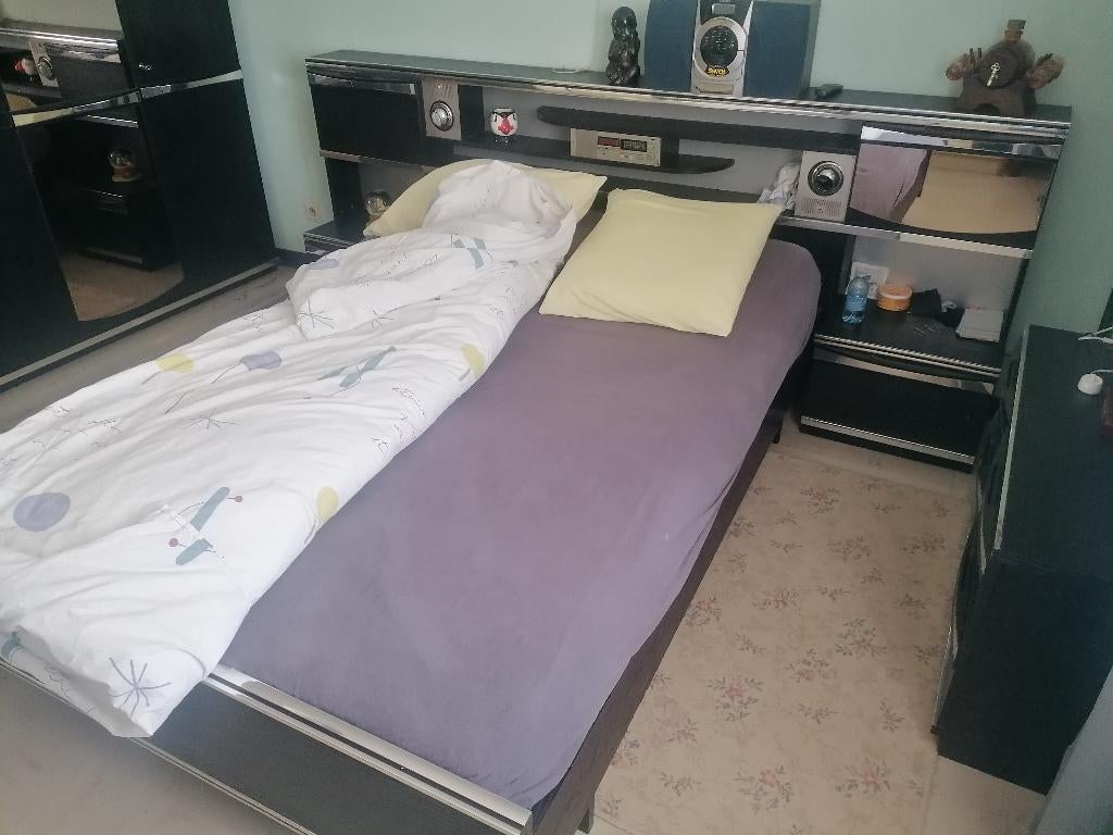 Tweepersoonsbed, Huis en Inrichting, Slaapkamer | Bedden, Ophalen, Modern., Zwart, Tweepersoons