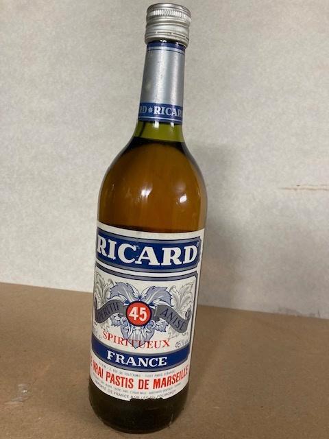 Très ancienne bouteille de Ricard pleine de 1 litre., Collections, Marques & Objets publicitaires, Comme neuf, Autres types, Enlèvement ou Envoi