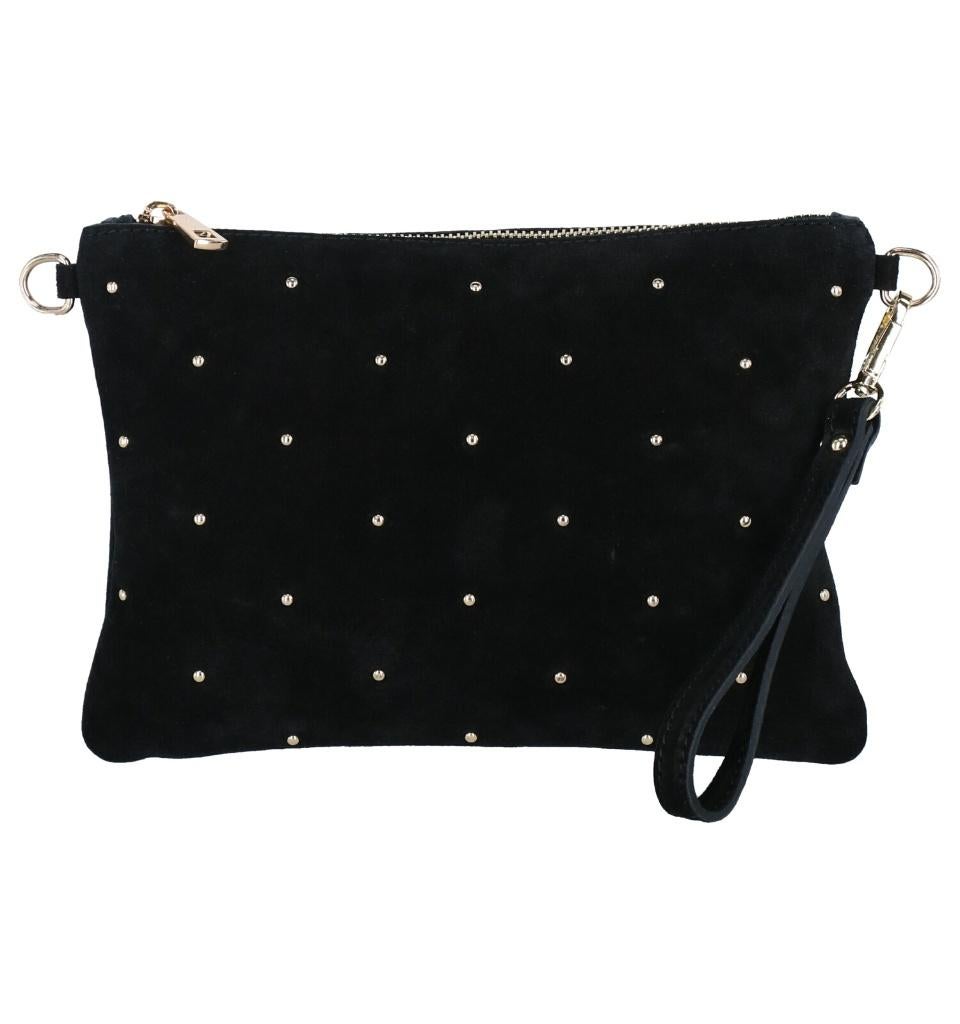 Sac à main chic noir à strass en nubuck, Envoi, Neuf, Noir, Sac à main