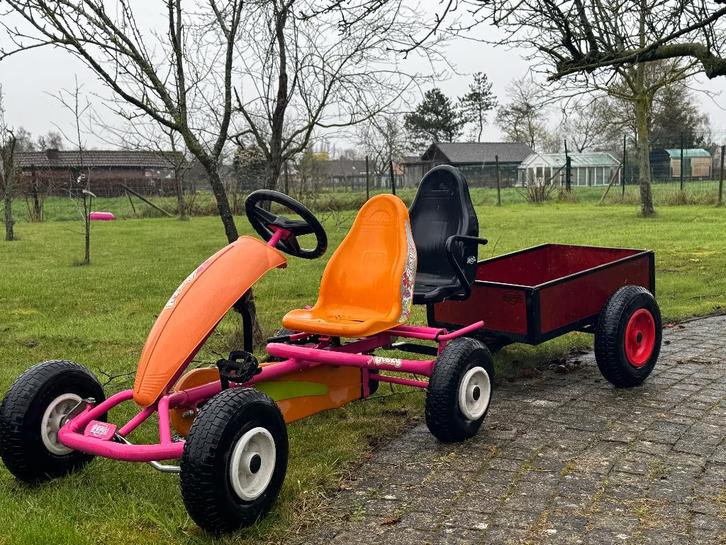 Berg skelter / gocart met duostoel én aanhangwagen, Kinderen en Baby's, Speelgoed | Buiten | Skelters, Gebruikt, Berg, Duozit