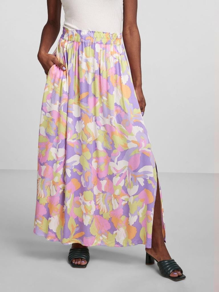 Te koop: Mooie gebloemde middellange rok, L, Ophalen, Maat 42/44 (L), Zo goed als nieuw, Roze