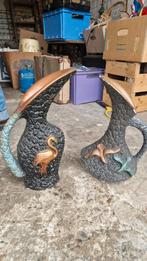 Paire soliflores vintage MERLINI – '60 – décor animalier, Enlèvement ou Envoi