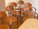 Set 6 stoelen vintage Italiaans design Arrben cognac leer, Ophalen, Gebruikt, Bruin, Vintage '80s