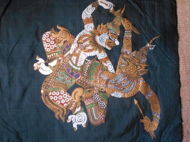 ramayana, mythologie indienne sur textile, Antiquités & Art, Art | Art non-occidental, Enlèvement ou Envoi