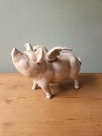 Grote gietijzeren spaarpot met vliegend varken, Verzamelen, Spaarpotten, Ophalen of Verzenden