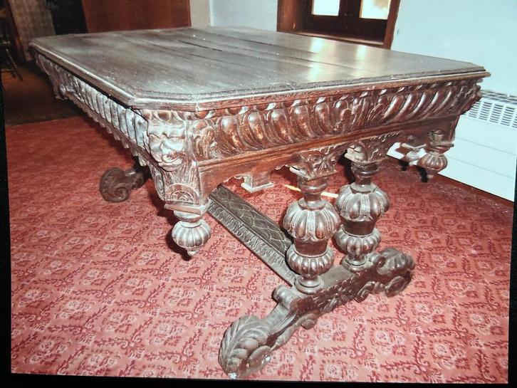 Antieke werktafel of dolfijntafel 19e eeuw, Antiek en Kunst, Antiek | Meubels | Tafels, Ophalen