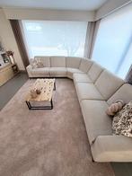 Moderne hoeksalon in mooie, tijdloze beige stof, Huis en Inrichting, Zetels | Zetels, Gebruikt, Hoekbank, 300 cm of meer, Vierpersoons of meer