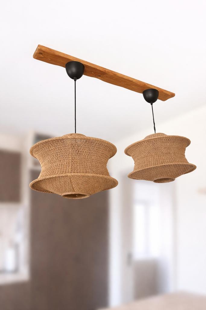 2 abat-jour en rotin à vendre, Maison & Meubles, Lampes | Suspensions, Comme neuf, Enlèvement