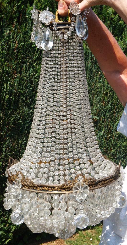 Napoleon III kroonluchter van kristal en verguld brons, Antiek en Kunst, Antiek | Verlichting, Ophalen