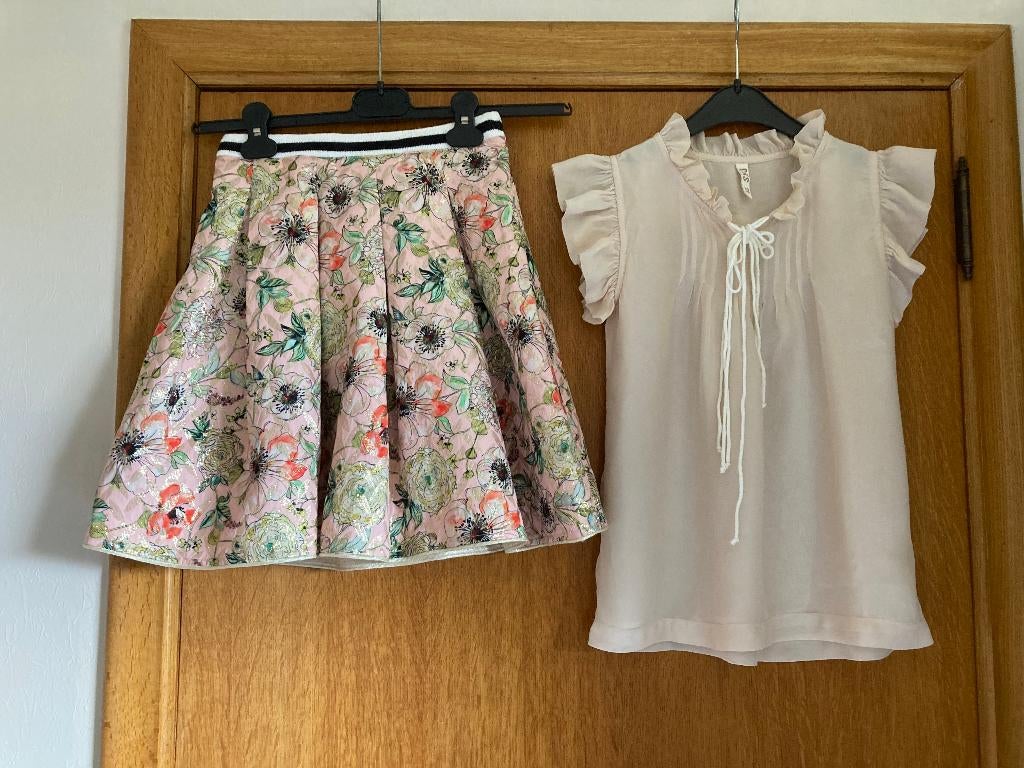 Lichtzalmkleurig zomerbloesje + rokje, CKS, 152, 12 jaar, Kinderen en Baby's, Kinderkleding | Maat 152, Meisje, Cks, Ophalen of Verzenden