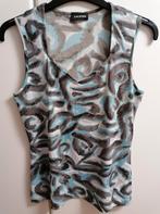 Topje met turquoise/beige en witte print van Taifun, maat 38, Enlèvement ou Envoi, Comme neuf, Taille 38/40 (M), Beige