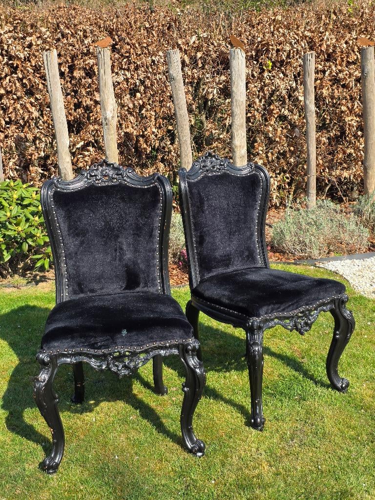 Vintage stoelen, Huis en Inrichting, Ophalen, Gebruikt, Zwart, Hout