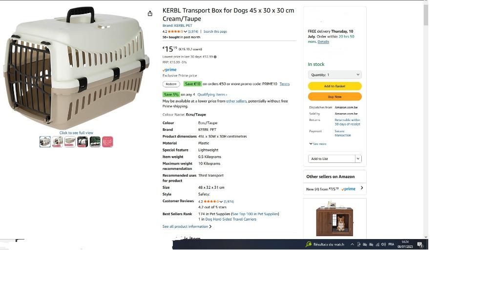 box transport pour animal, Enlèvement, Comme neuf