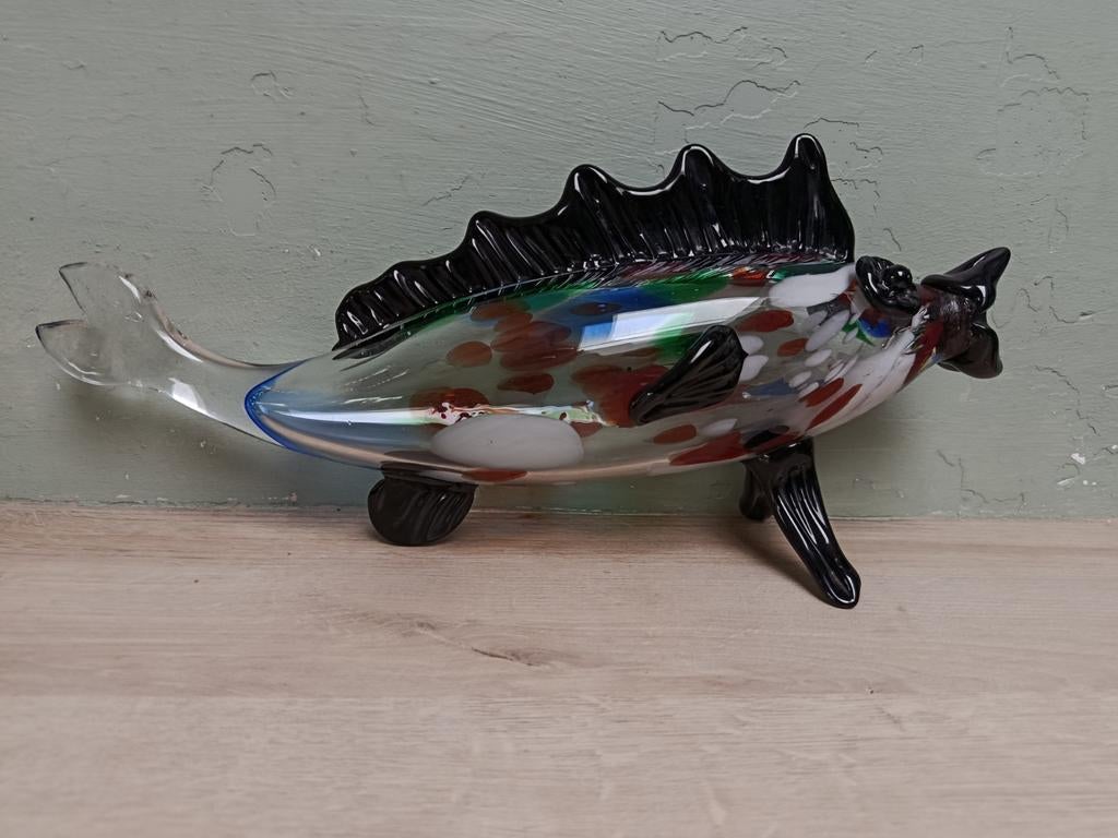 Grand poisson vintage en verre soufflé - style Murano, Antiquités & Art