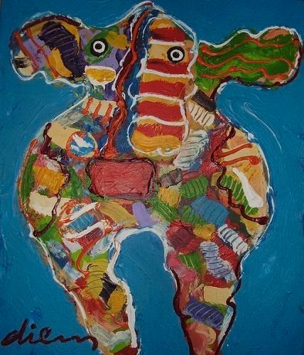 Peter Diem - "Cow Blue", Antiquités & Art, Art | Peinture | Moderne, Enlèvement