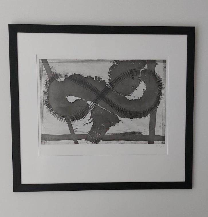 Zwart-wit ets op handgeschept papier van Thomas Wachweger., Antiek en Kunst, Kunst | Etsen en Gravures, Ophalen