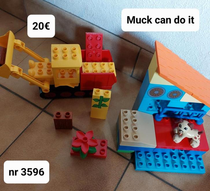 Lego duplo: Parodie op set nr 3596: Muck can do it., Kinderen en Baby's, Speelgoed | Duplo en Lego, Zo goed als nieuw, Duplo, Ophalen of Verzenden