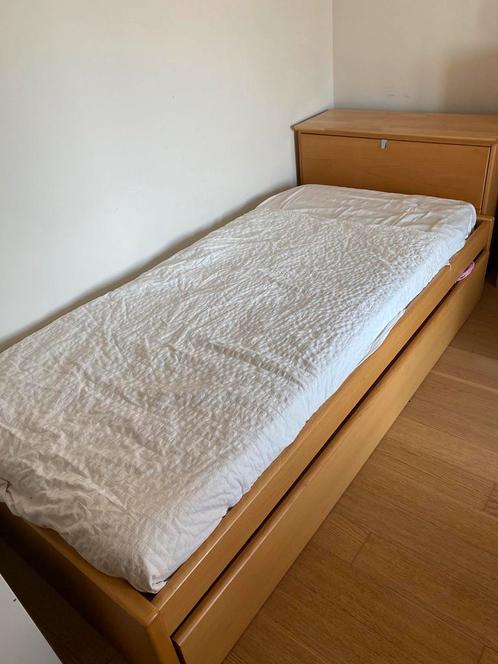 1 persoonsbed met schuifbed + kastje, Huis en Inrichting, Slaapkamer | Bedden, Gebruikt, Eenpersoons, Ophalen