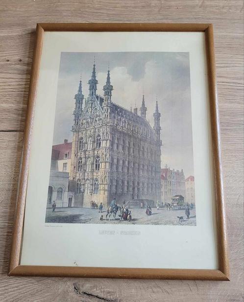 Kader met Stadhuis van Leuven, Antiek en Kunst, Kunst | Tekeningen en Fotografie, Ophalen of Verzenden