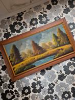 Vintage schilderij met hert en bosomgeving, Enlèvement