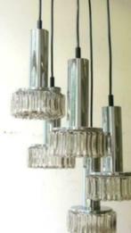 Suspension lustre Vintage 5 lampes 1970 Staff, Ophalen, Gebruikt, Glas
