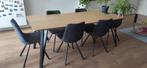 Dinner table and 6 chairs, 200 cm of meer, 50 tot 100 cm, Zo goed als nieuw, Ophalen