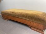 Vintage houten ottoman met fluwelen zitting, Ophalen
