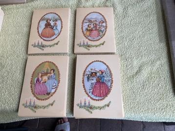   Prachtige oude onbeschreven Kerstkaartjes, jaren ‘60t beschikbaar voor biedingen