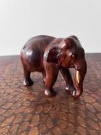 Olifant Houten Dier Gesneden Figuur Sculptuur 10cm Antiek, Antiek en Kunst, Ophalen of Verzenden