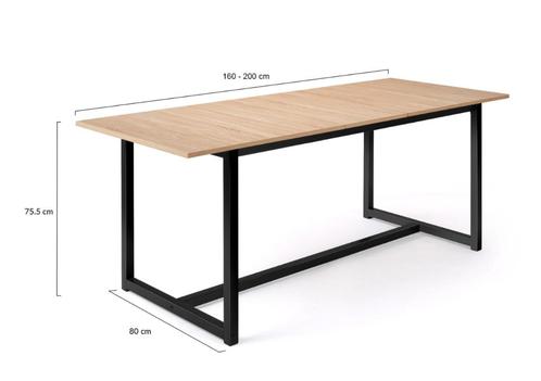 Uitschuifbare tafel in industriële stijl, Huis en Inrichting, Tafels | Eettafels, Nieuw, 50 tot 100 cm, 150 tot 200 cm, Vijf personen of meer