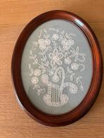 Mooie kader met prachtig kant, ovaal, 27X21cm, vintage, Antiek en Kunst, Ophalen