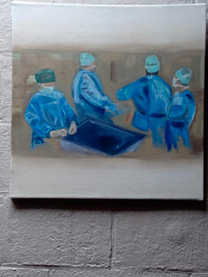 Samen in Stilte – De Kunst van Chirurgie MP Theunis, Antiek en Kunst, Kunst | Schilderijen | Abstract, Ophalen