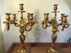 antieke 5-armige verguld bronzen kandelaars, Antiek en Kunst, Ophalen, Koper of Brons