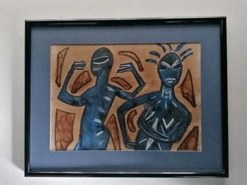 Mooie abstracte figuren - Aquarel op papier - Gesigneerd beschikbaar voor biedingen