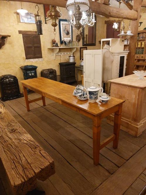 smalle eettafel  lange smalle cafetafel  oude schooltafel, Antiek en Kunst, Curiosa en Brocante, Ophalen